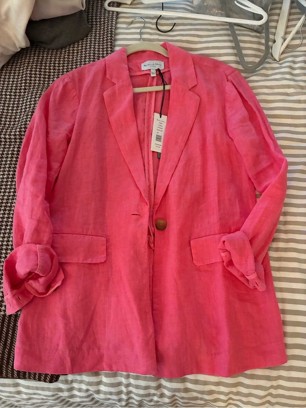 Michael Stars Pink Linen Blazer
